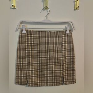 Brown Plaid Mini Skirt